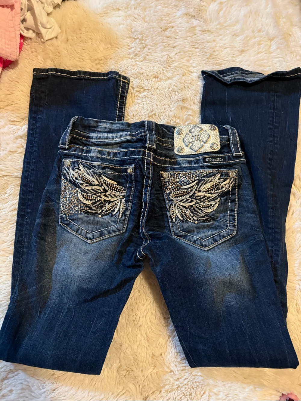 Miss Me Dark Blue Embellished Boot Cut Jeans